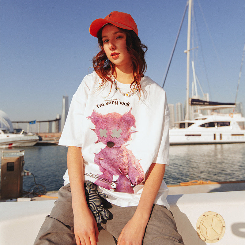 Reflective Oversized Tees Men Stylish Printing Cute Tshirt Women Tops