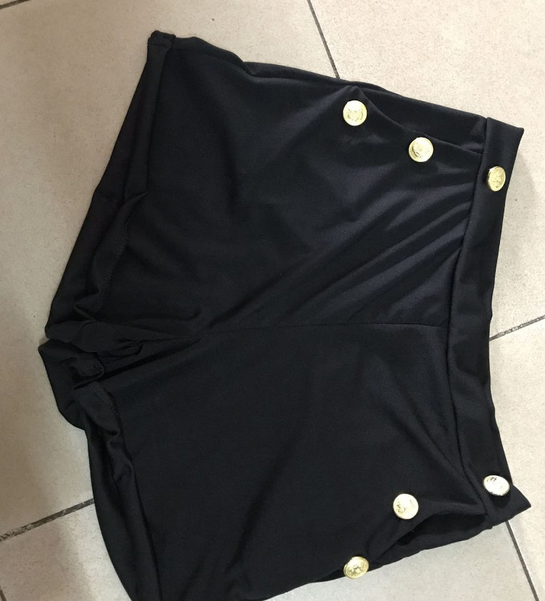 Hot sexy solid color button decorative shorts