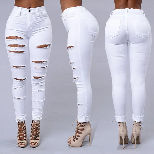 Women Sexy Skinny Denim Ripped Jeans