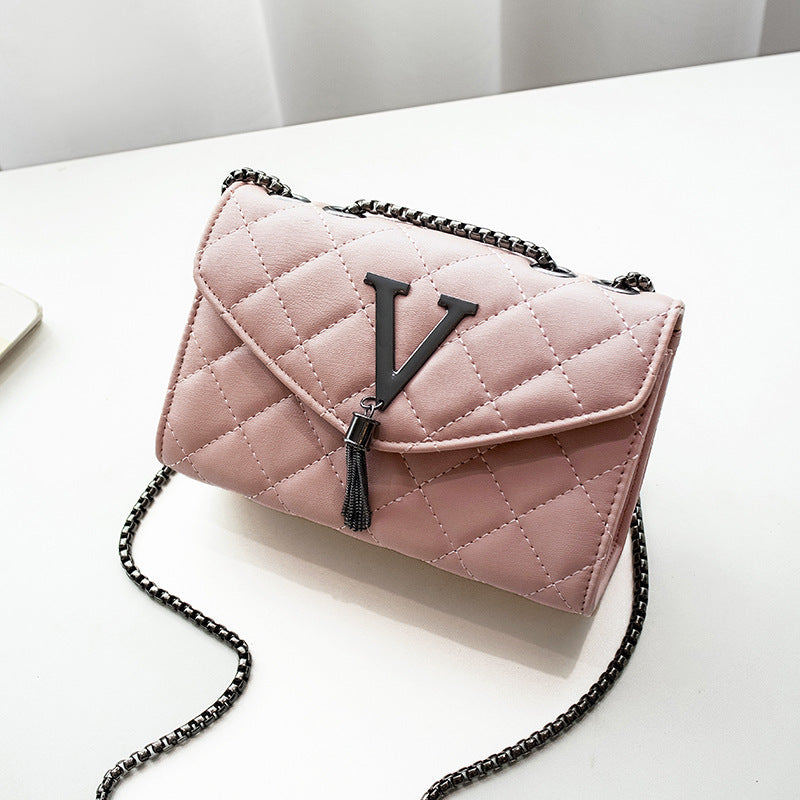 Bags for women elegant rhombus small square bags 2021 new fashion tassel decorative chain shoulder crossbody bag trendy