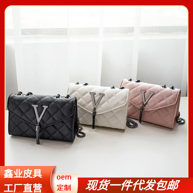 Bags for women elegant rhombus small square bags 2021 new fashion tassel decorative chain shoulder crossbody bag trendy