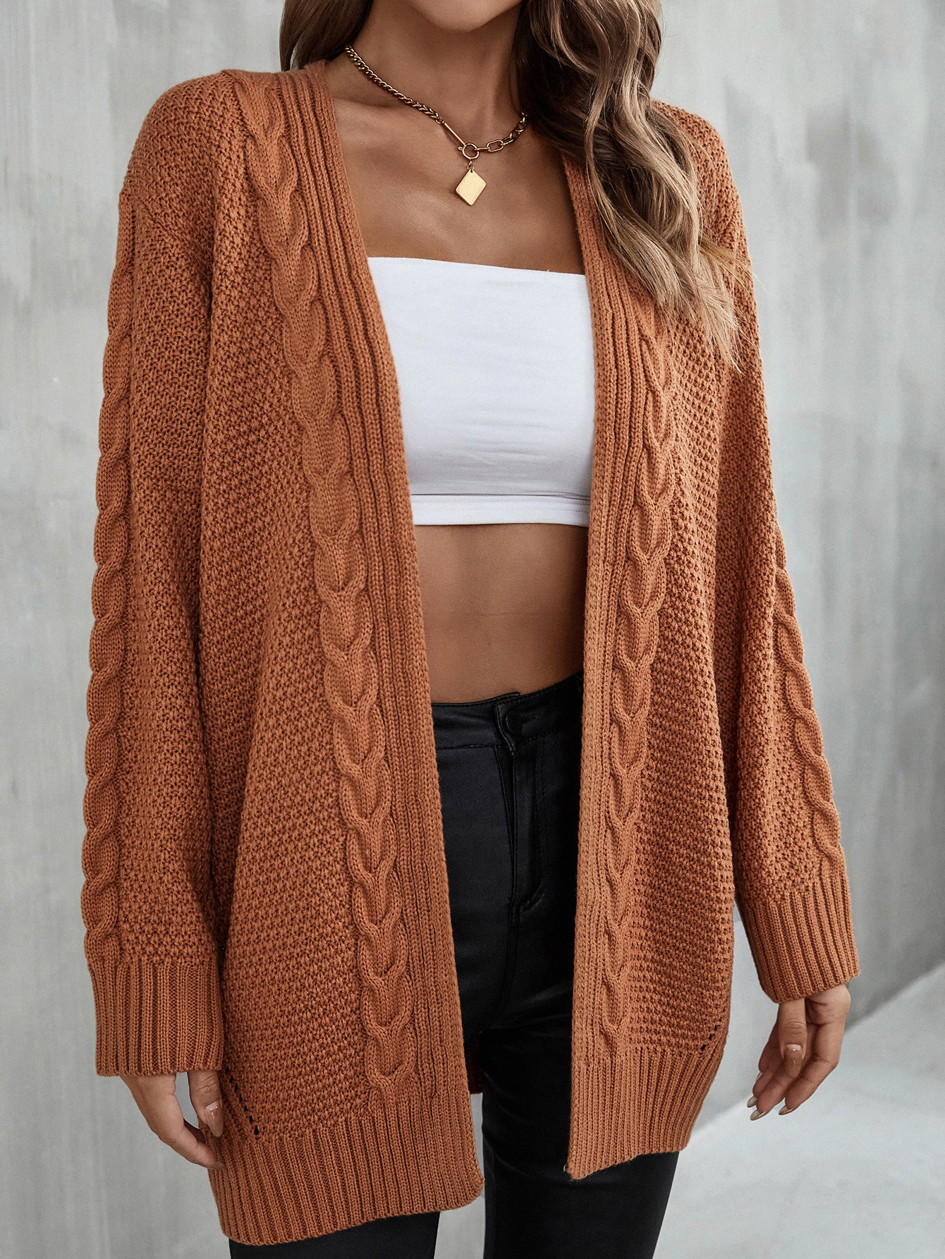 Autumn And Winter New Women's Cardigan Irregular Sweater Hollow Out Sweater Coat