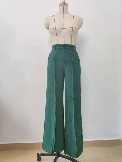 Solid Color Loose Pleated Wide-leg Casual Pants