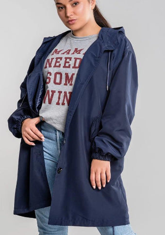 Plus Size Trench Coat Mid-length Loose Long Sleeve Jacket