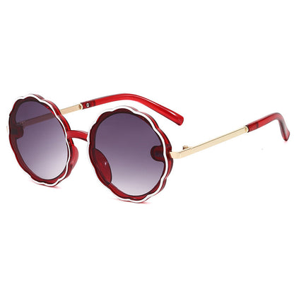 Kids Wave Frame Vintage Round Frame Sunglasses