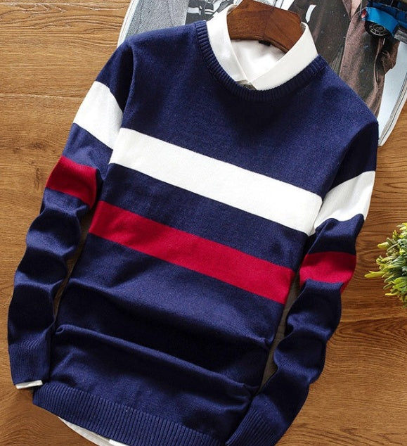 Winter sweater men's round neck sweater Trendy student pullover sweater men's clothing