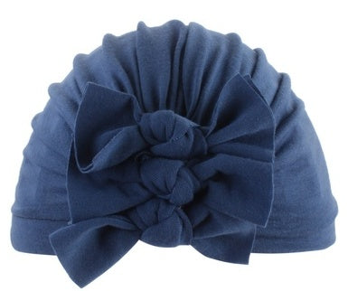 Pleated bowknot baby hat