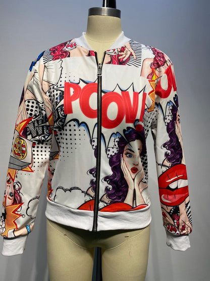 Ebay Baseball Zipper Digital Head Print Jacket