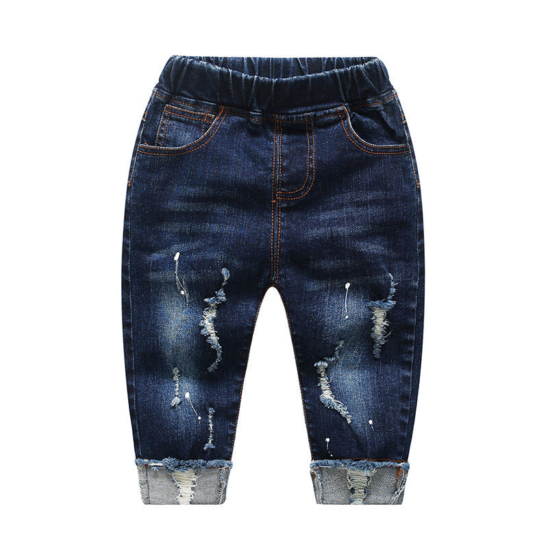 Children's boy pants, children's pants, ripped denim pants