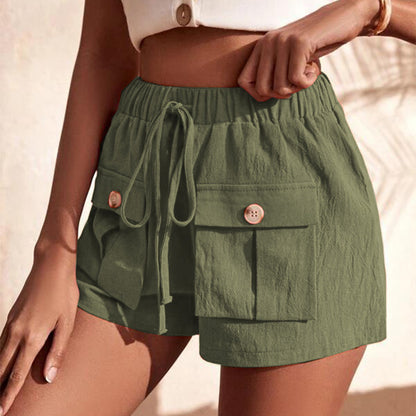 Casual Cargo Shorts With Pocket Loose Drawstring Pants Summer Women