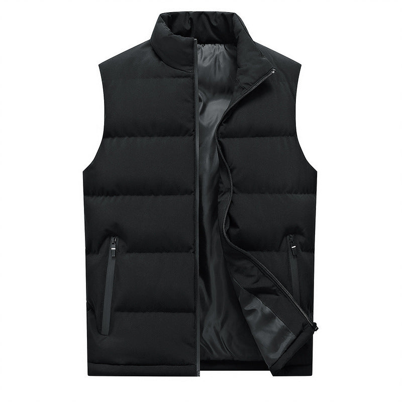 Men's Casual Vest Solid Color Stand Up Collar Vest Warm Jacket