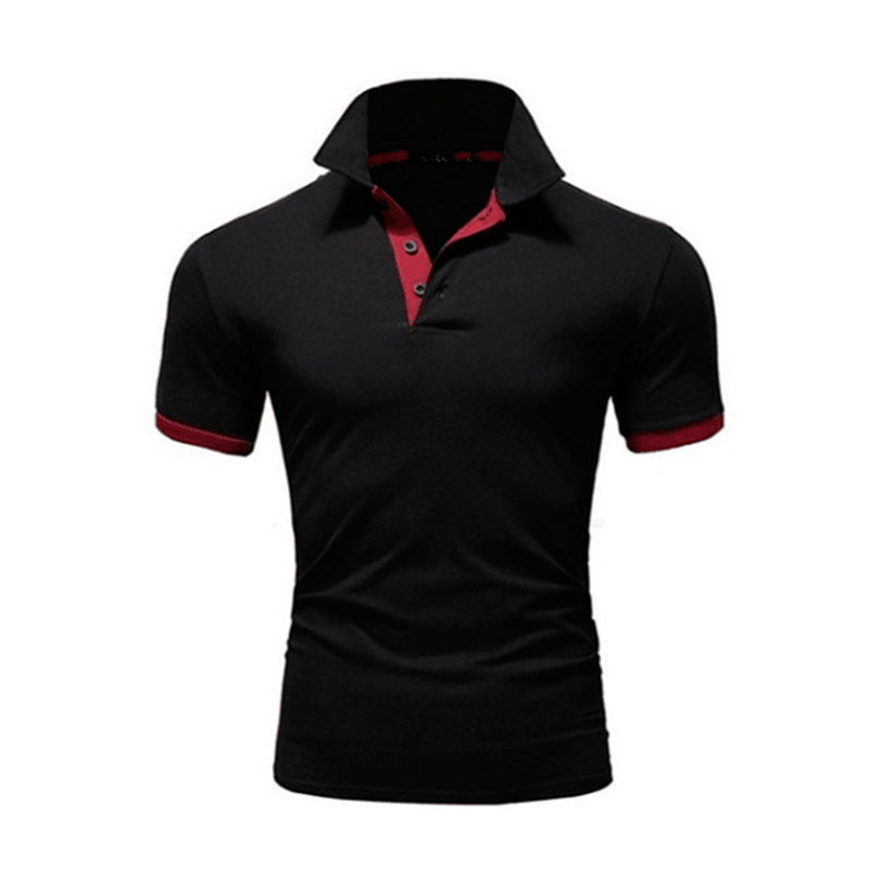 Men's Stand-Up Collar Short-Sleeved Polo Shirt Business Casual Solid Color Polo Shirt