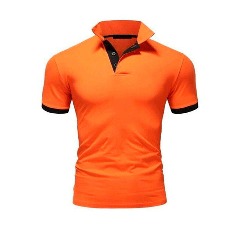 Men's Stand-Up Collar Short-Sleeved Polo Shirt Business Casual Solid Color Polo Shirt