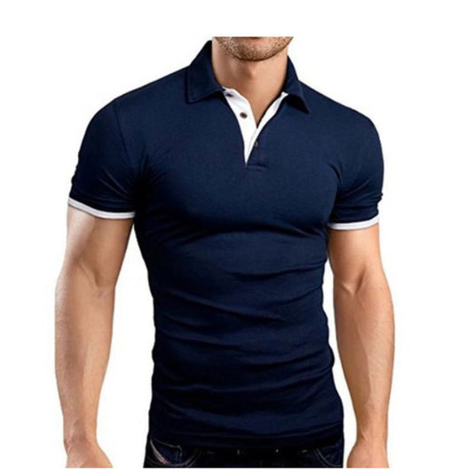 Men's Stand-Up Collar Short-Sleeved Polo Shirt Business Casual Solid Color Polo Shirt