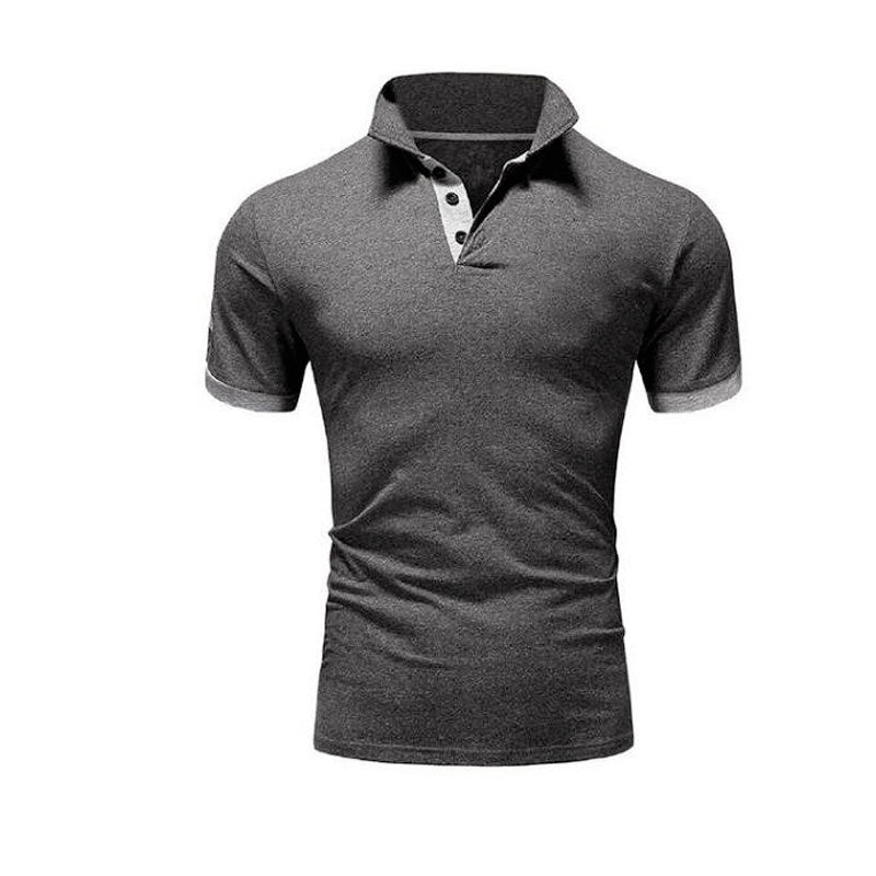 Men's Stand-Up Collar Short-Sleeved Polo Shirt Business Casual Solid Color Polo Shirt