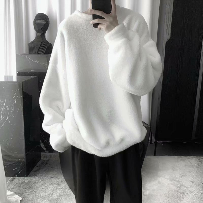 Sweater Round Neck Loose Plus Velvet Thick Casual All-match Jacket