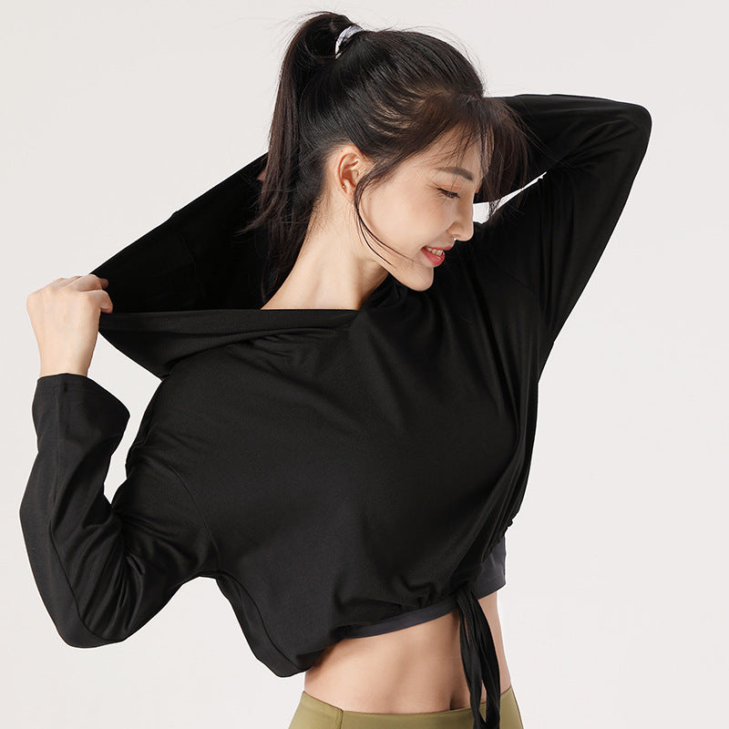 Fashion Simple Hooded Round Neck Yoga Wear Top