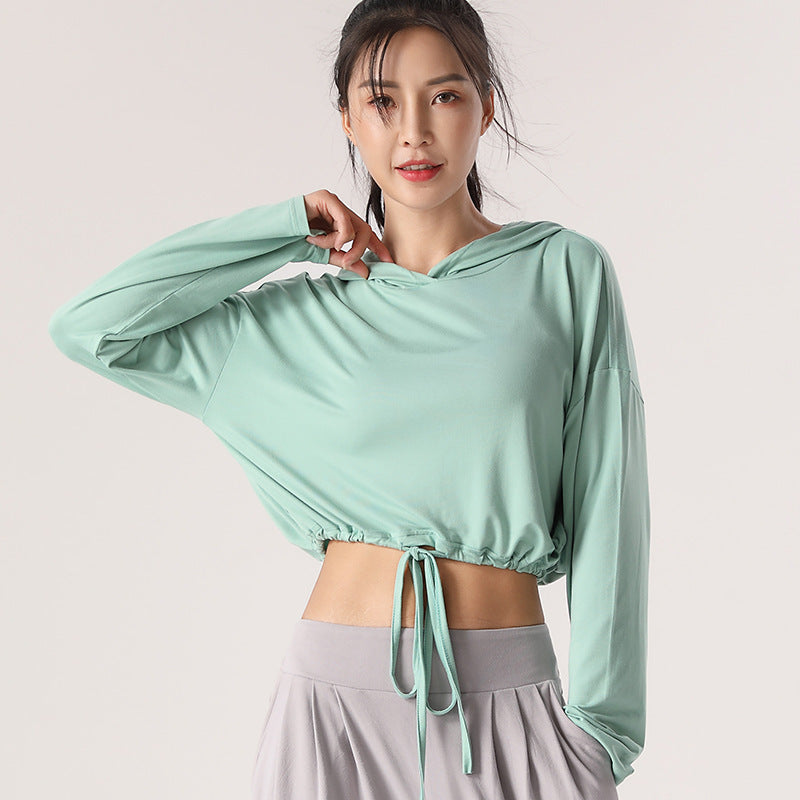 Fashion Simple Hooded Round Neck Yoga Wear Top