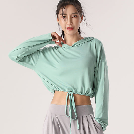 Fashion Simple Hooded Round Neck Yoga Wear Top