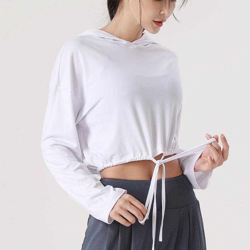 Fashion Simple Hooded Round Neck Yoga Wear Top