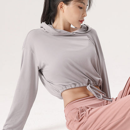 Fashion Simple Hooded Round Neck Yoga Wear Top