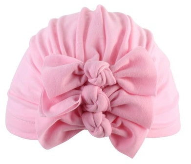 Pleated bowknot baby hat