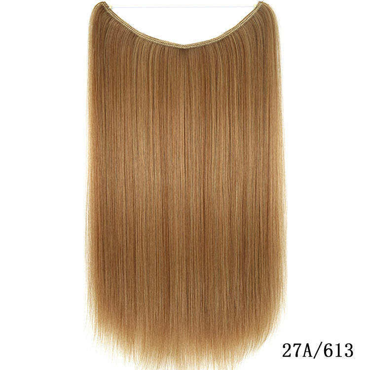 22 inches Invisible Wire No Clips in Hair Extensions Secret Fish Line Hairpieces Silky Straight Synthetic