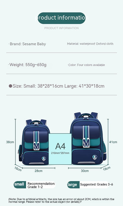 Baby Burden Relief Spine Protection Primary School Student Schoolbag Large Capacity Lightweight Children Backpack