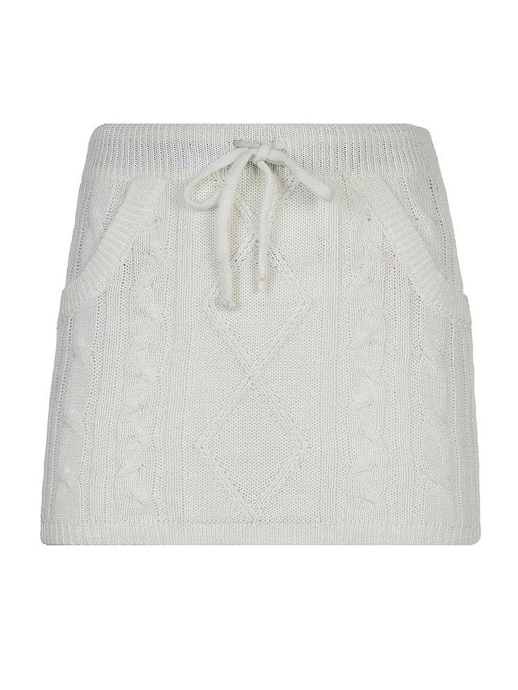 Autumn Winter Sweet Knitted Pattern Sheath Skirt