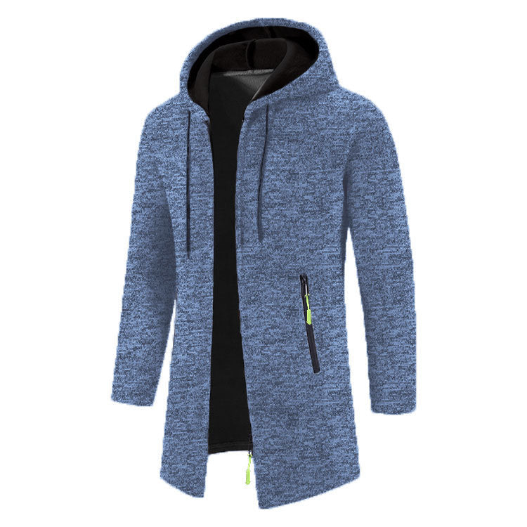 Men's Hooded Mid-length Thin Velvet Loose Plus Size Knitted Cardigan Top Coat