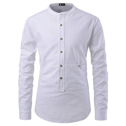 Men Shirts Korean Men Slim Long Sleeve Dress Shirt