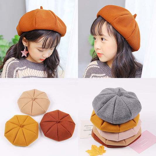 Children's pumpkin octagonal beret