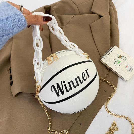 Bags for women, super hot ins personality basketball bag, new popular versatile shoulder crossbody bag, Korean style small round bag