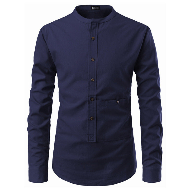 Men Shirts Korean Men Slim Long Sleeve Dress Shirt