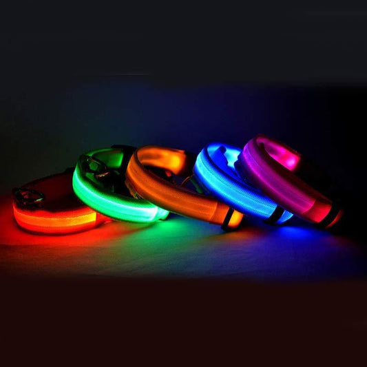 Nylon LED PetSupplies Dog Luminous Collar Night Safety Flashing Glow in Dark Dog Cat Leash Adjustable Pet z