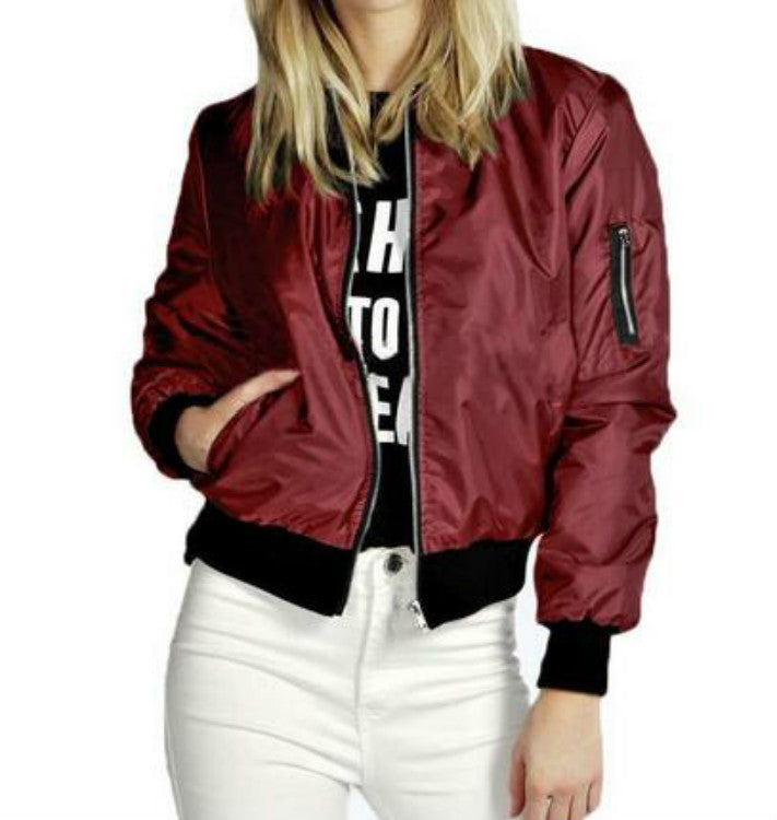 Solid Color Short Fashion Zip Jacket