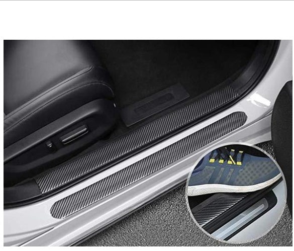 Automobile Threshold Bar Anti-stick General Door Side Bumper Stickers Universal Modified Pedal Trim Strips Carbon Fiber Pattern