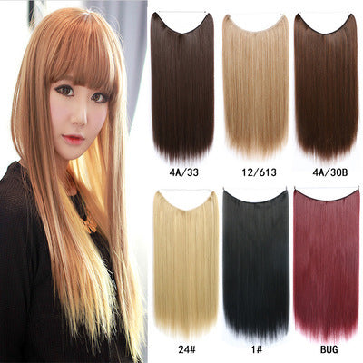 22 inches Invisible Wire No Clips in Hair Extensions Secret Fish Line Hairpieces Silky Straight Synthetic