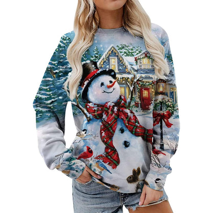 Christmas Printed Long Sleeve T-shirt Top