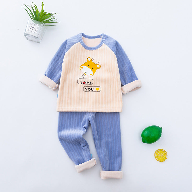 Autumn And Winter Thickened Children's Thermal Underwear Set