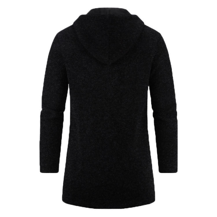 Men's Hooded Mid-length Thin Velvet Loose Plus Size Knitted Cardigan Top Coat