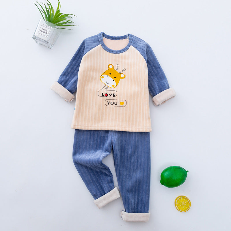 Autumn And Winter Thickened Children's Thermal Underwear Set