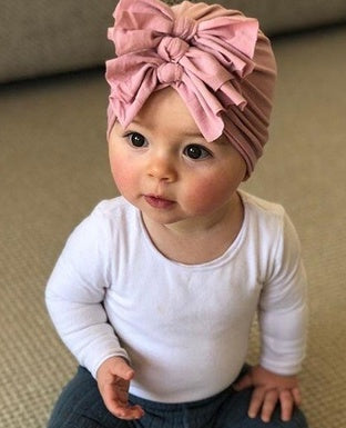 Pleated bowknot baby hat