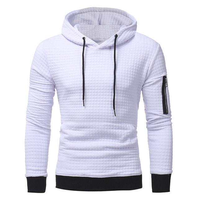 Men Sweatshirt Hoodie With Arm Zipper Long Sleeve Slim Tops