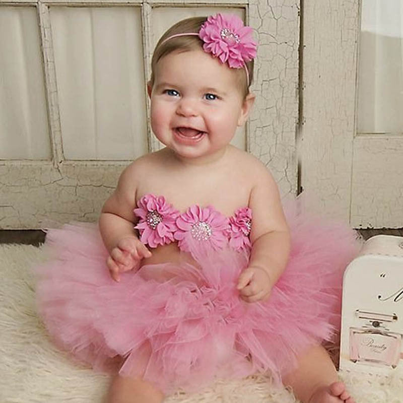 Children's Chiffon Flower Baby Suit