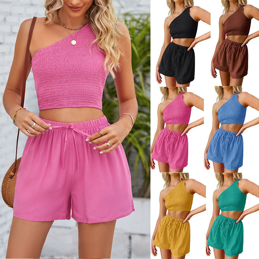 Midriff-baring Top Shorts Beach Two-piece Suit