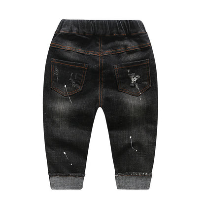 Children's boy pants, children's pants, ripped denim pants