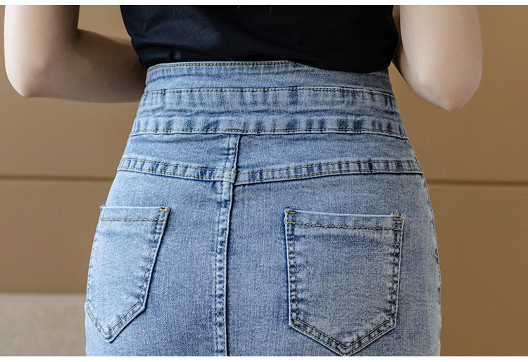 High Waisted Denim Wrap Hip Skirt Design