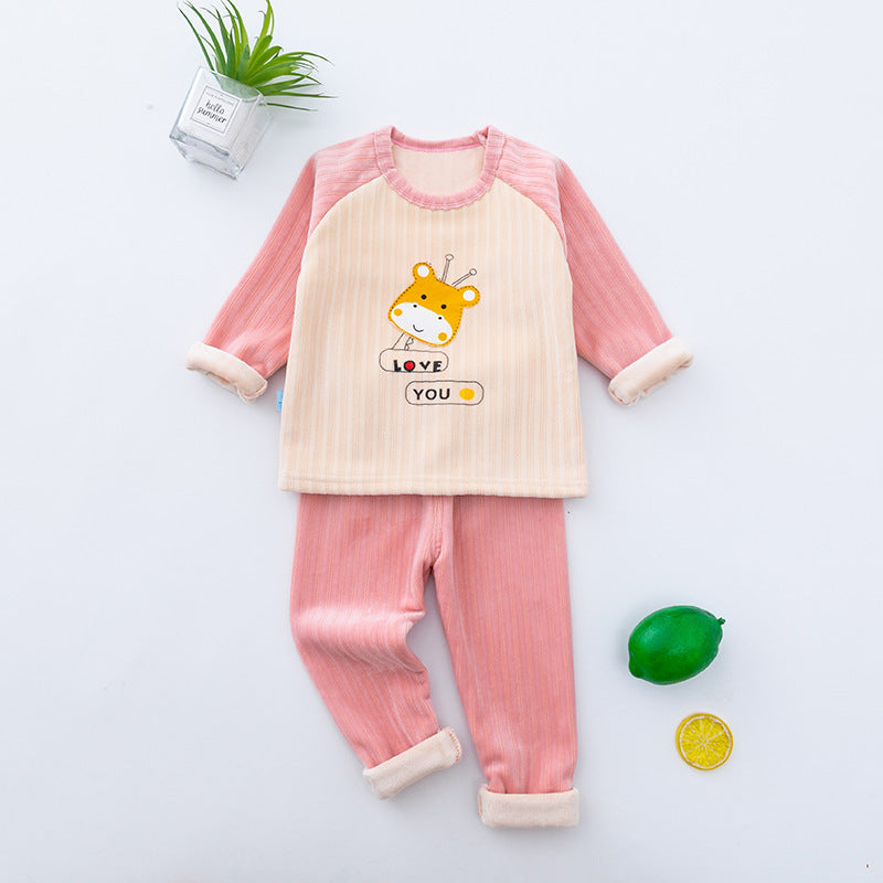 Autumn And Winter Thickened Children's Thermal Underwear Set