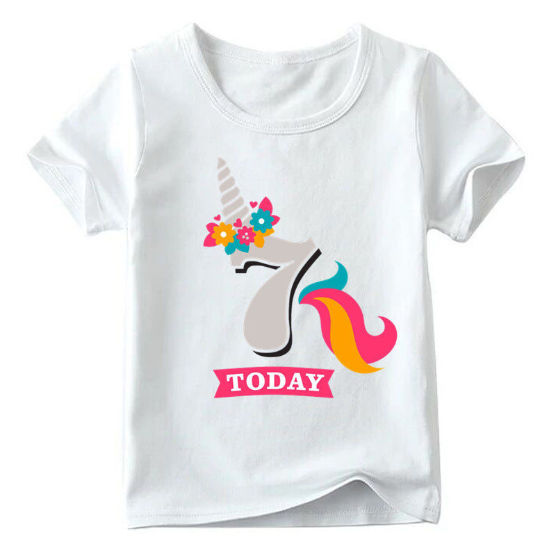 Children's Birthday Digital Printed Short-sleeved T-shirt